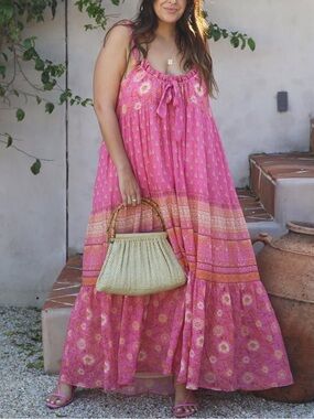 Spell and the Gypsy Maxi Dress Utopia Strappy Sundress in Flamingo Pink Medium
